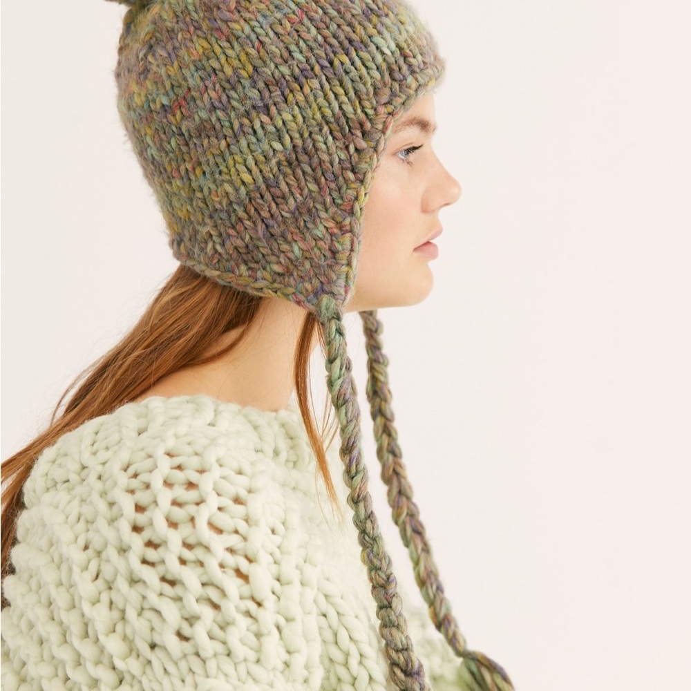 Multicolor Knit Beanie with Ear Flaps
